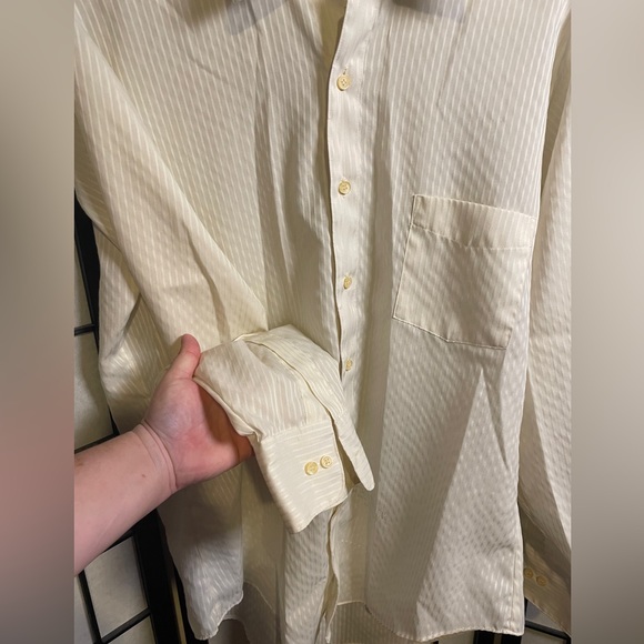Vintage Sears Perma-Prest Dress Shirt Men's 16 34-35 Ivory Striped - Picture 4 of 8